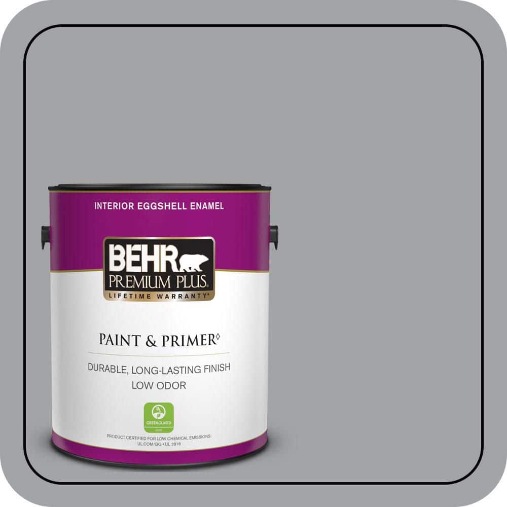 BEHR PREMIUM PLUS 1 gal. #N530-4 Power Gray Eggshell Enamel Low Odor Interior Paint & Primer