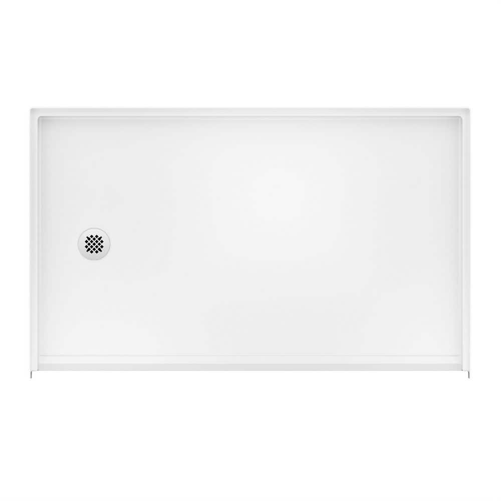 DreamLine Accessible Living 60 in. L x 37 in. W Alcove Shower Pan Base with Left Drain in White (1)