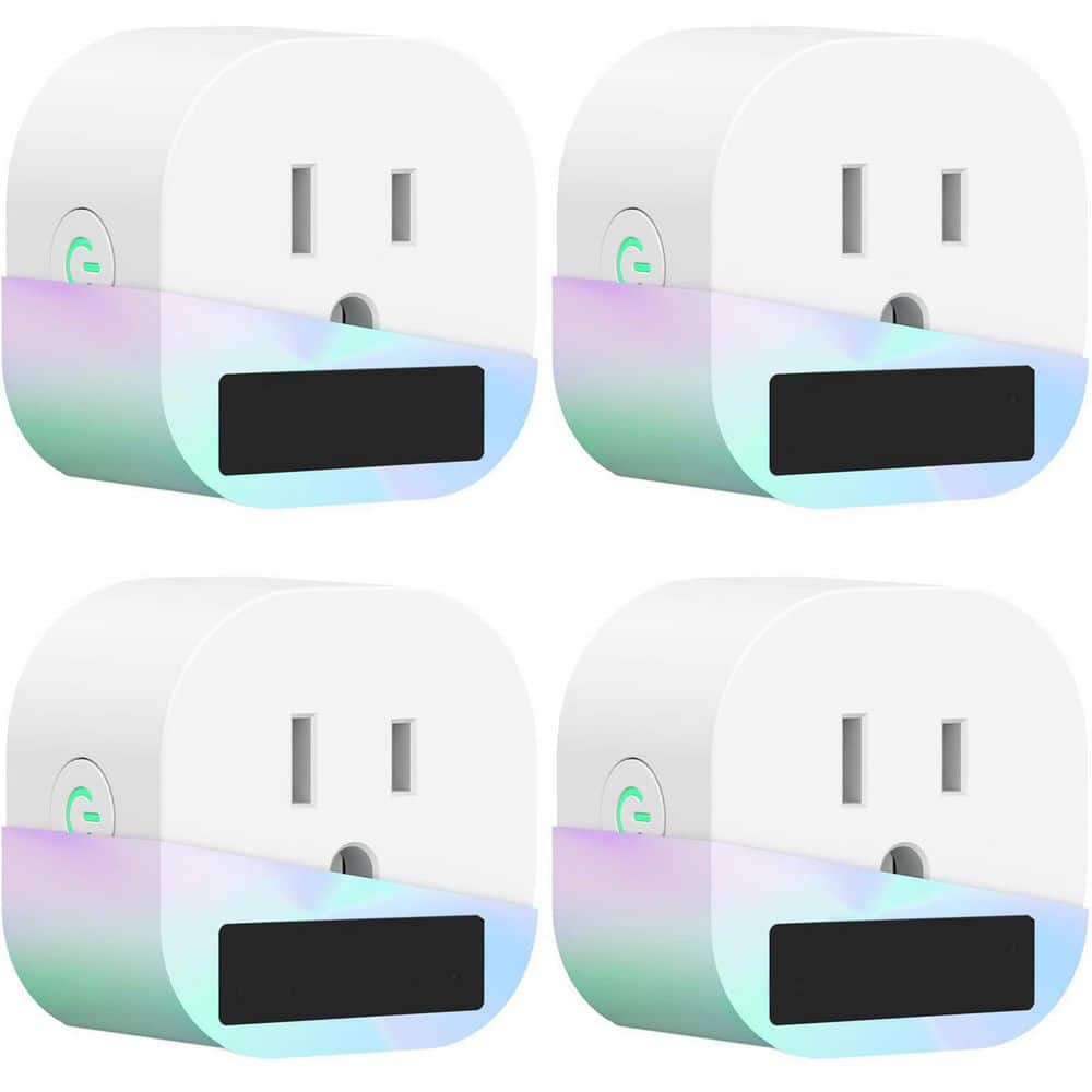 Aoibox 15 Amp 120 Volt Wi-Fi Smart Plug Grounding Outlet Voice App Control Schedule Timer White 4 Pack B0CNW635VH (1)