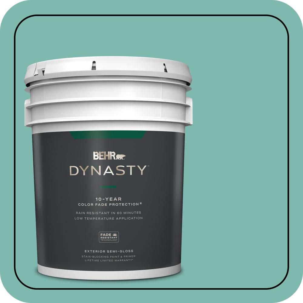 BEHR DYNASTY 5 gal. #490D-5 Winter Surf Semi-Gloss Enamel Exterior Stain-Blocking Paint & Primer