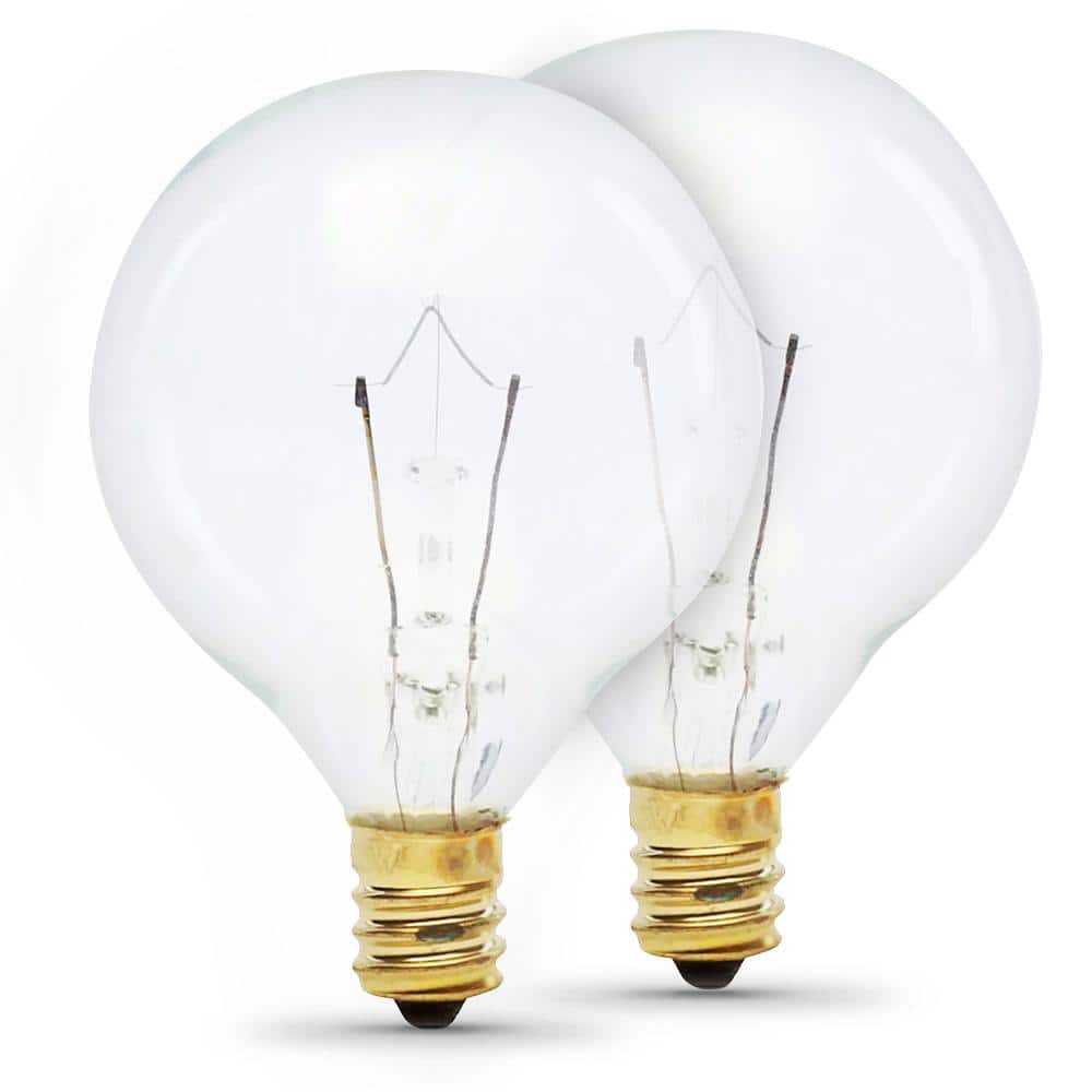 Feit Electric 25-Watt G16. 5 E12 Vanity Bathroom Incandescent Light Bulb, Soft White 2700K (2-Pack) (2)