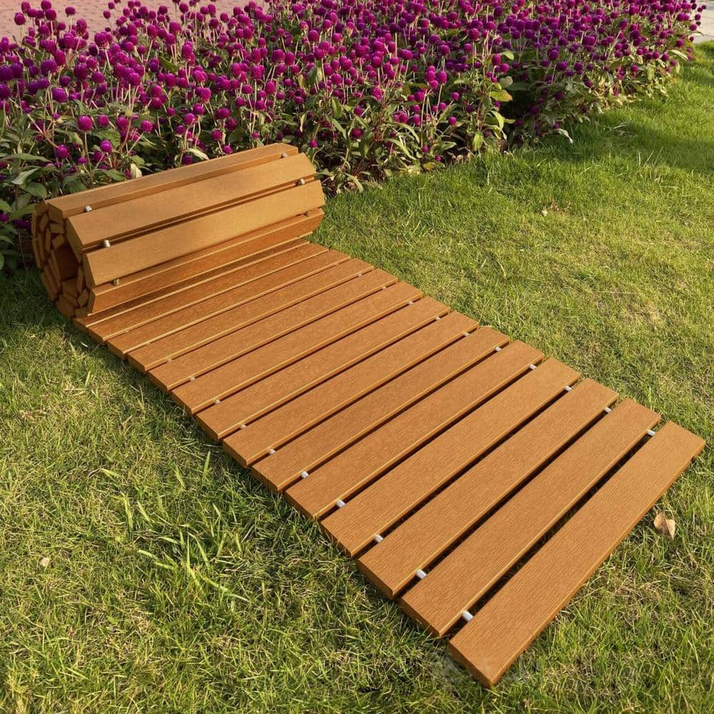 Pro Space 144 in. x 17 in. Garden Roll Out Wooden Pathway Deck Tile Sample, Wood Color, Covering 17 sq. ft. (3)