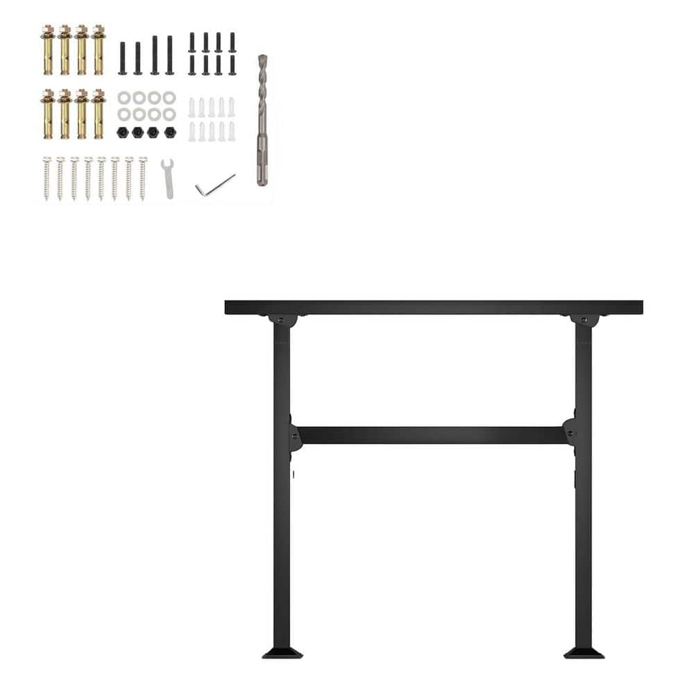 Afoxsos Adjustable Outdoor Handrail 3 Step Black Safety Railing Kit for Porch Deck Sturdy Steel Construction (1)