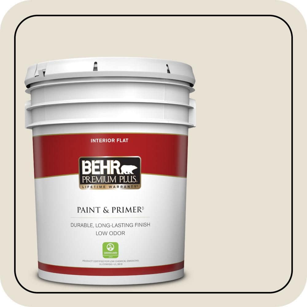 BEHR PREMIUM PLUS 5 gal. #MQ3-13 Crisp Linen Flat Low Odor Interior Paint & Primer