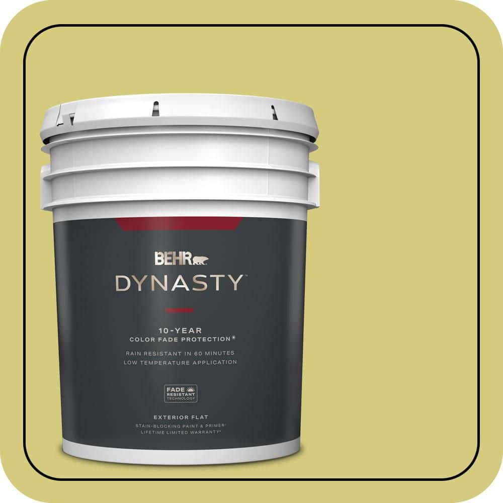 BEHR DYNASTY 5 gal. #P350-4 Spring Grass Flat Exterior Stain-Blocking Paint & Primer