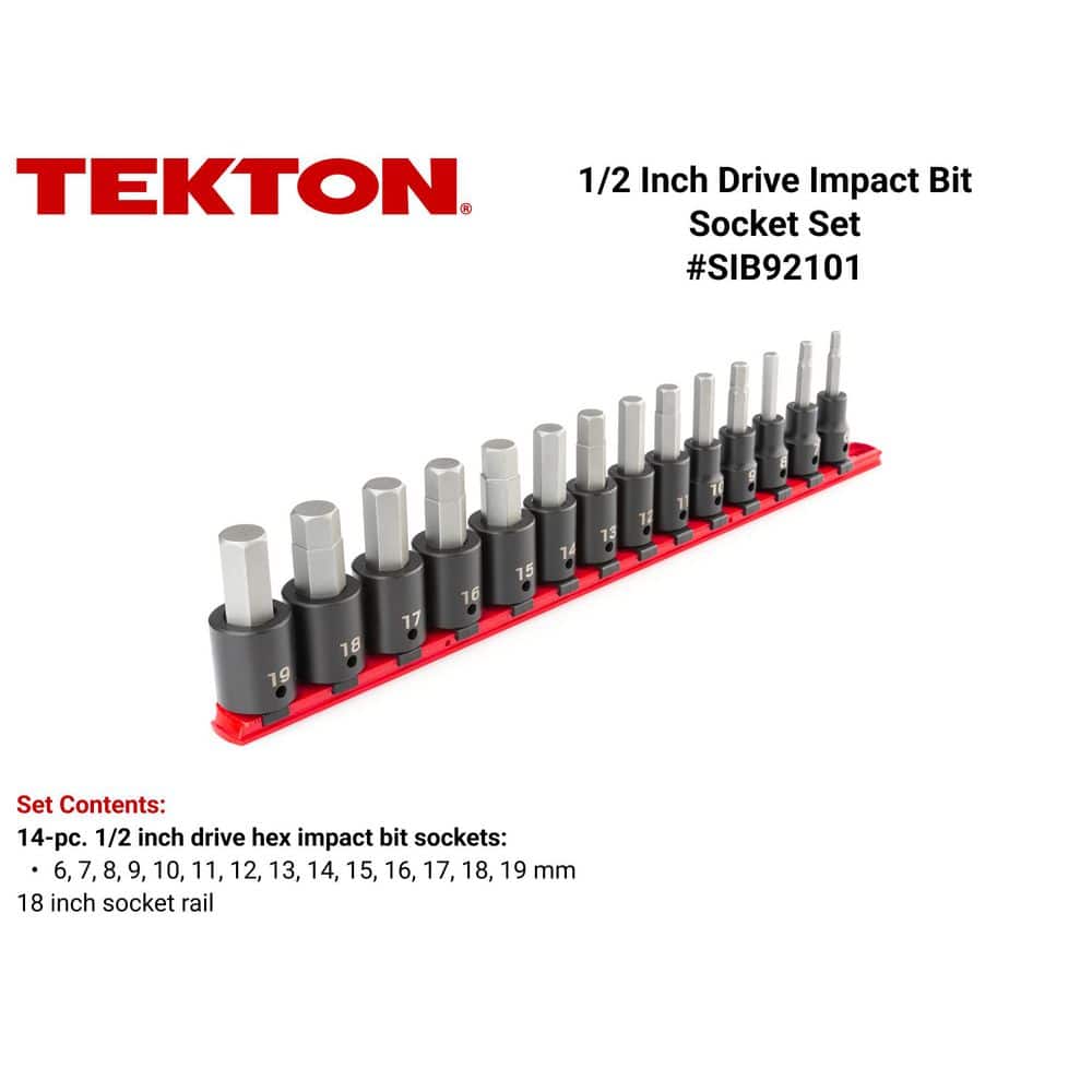 TEKTON 1/2 in. Drive Hex Bit Impact Socket Set (14-Piece) (6-19 mm) (2)