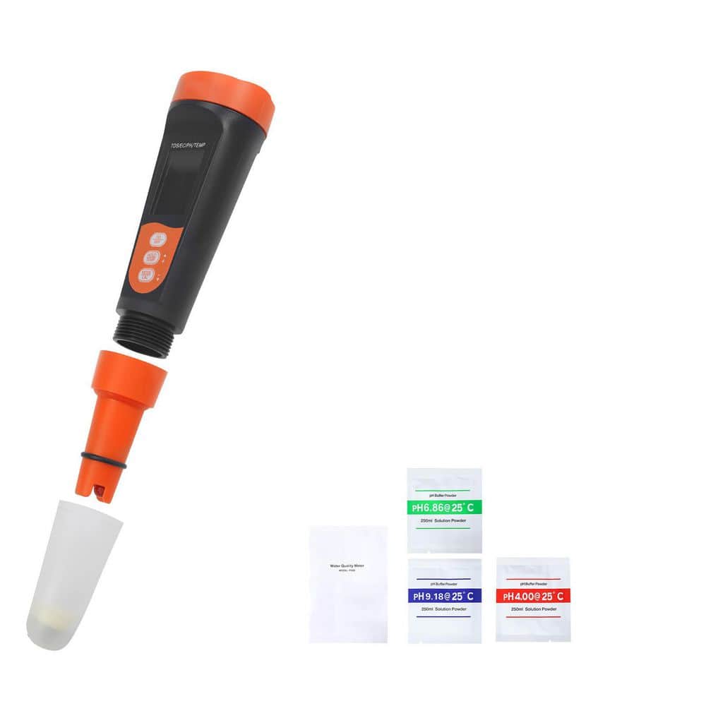 SKYSHALO Digital pH Meter with Multi-Parameter Measurement Test Kit for pH EC and TDS, Waterproof IP68 Probe, Compact Tester Kit