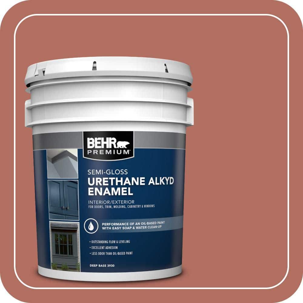 BEHR PREMIUM 5 gal. #PPU2-12 Terra Cotta Urn Urethane Alkyd Semi-Gloss Enamel Interior/Exterior Paint
