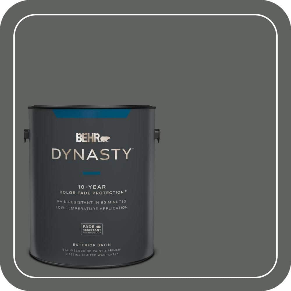 BEHR DYNASTY 1 gal. #N460-6 Hematite Satin Enamel Exterior Stain-Blocking Paint & Primer