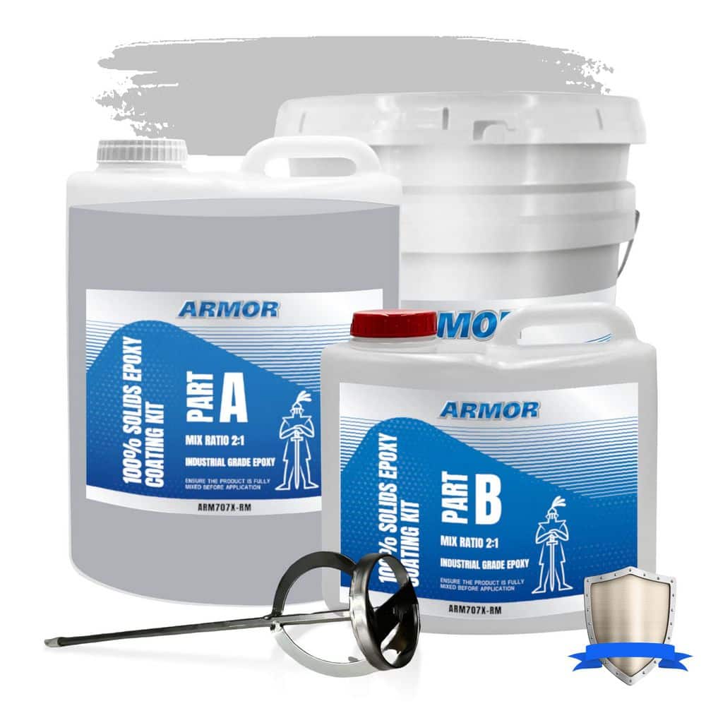 ARMORPOXY 3 Gal. Medium Gray Gloss 2 Part Epoxy Interior/Exterior Concrete Basement and Garage Floor Coating Floor Paint