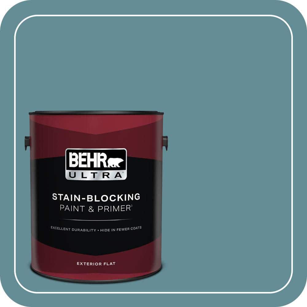 BEHR ULTRA 1 gal. #S450-5 Oarsman Blue Flat Exterior Paint & Primer