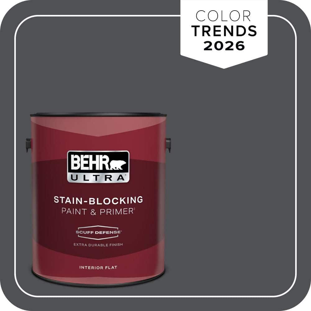 BEHR ULTRA 1 gal. #PPU18-01 Cracked Pepper Extra Durable Flat Interior Paint & Primer (1)