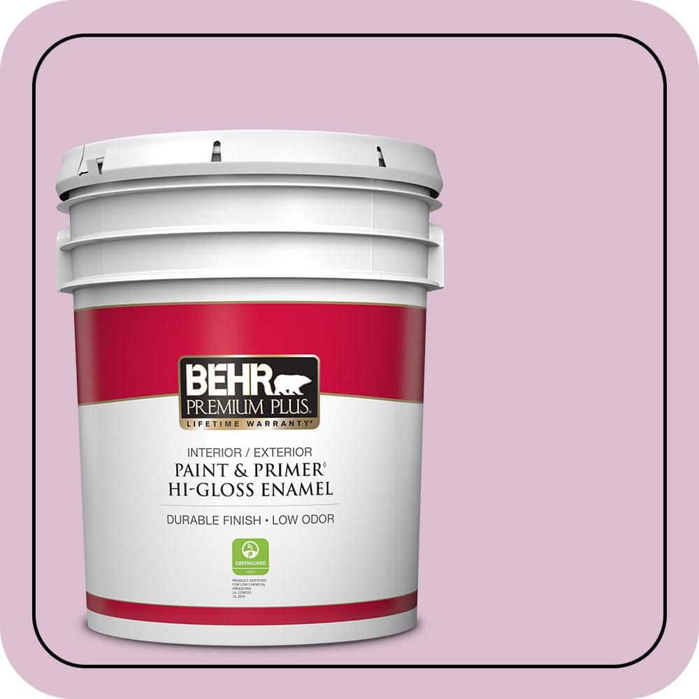 BEHR PREMIUM PLUS 5 gal. #690C-3 Delicate Bloom Hi-Gloss Enamel Interior/Exterior Paint & Primer (1)