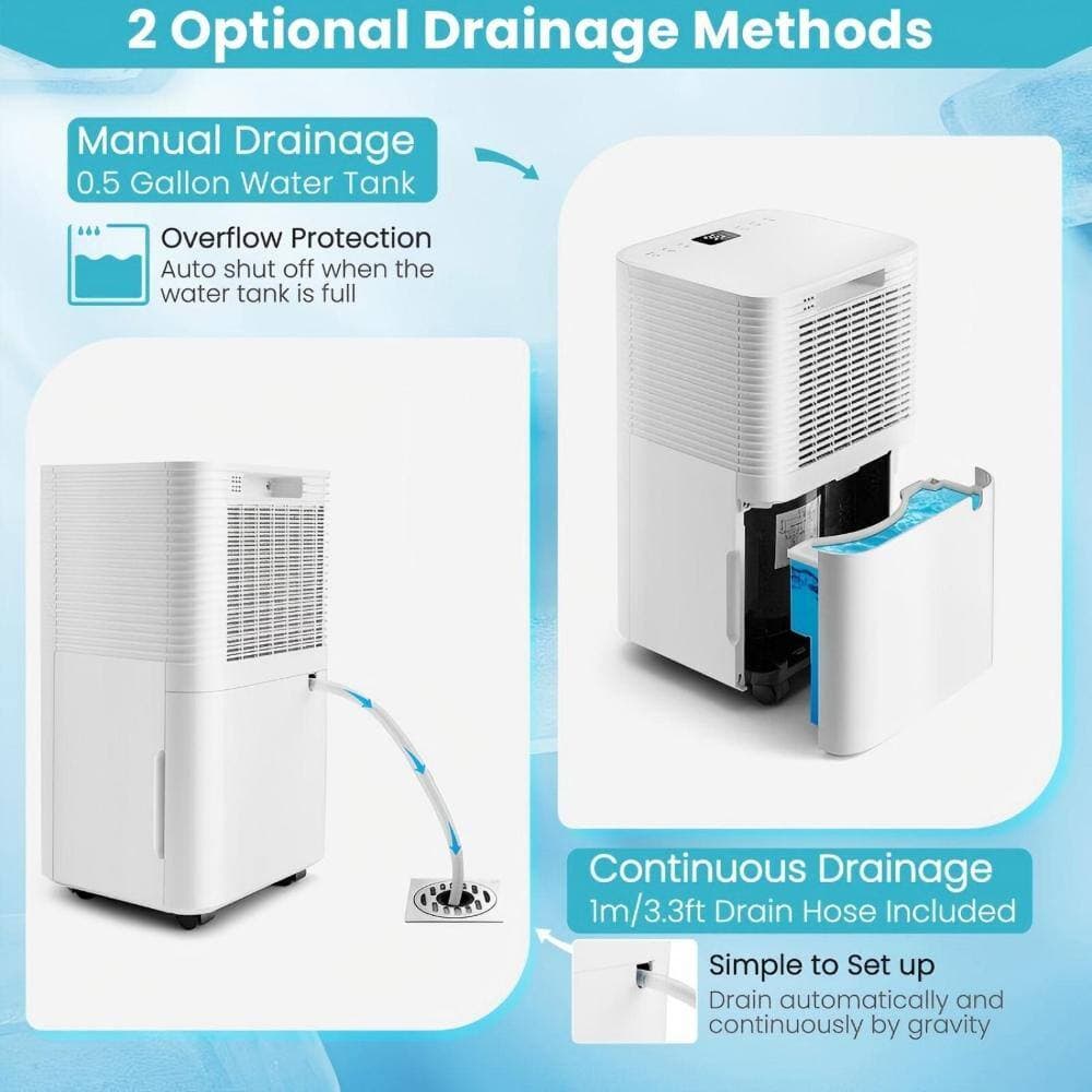 Bunpeony 32 pt. Dehumidifier for Rooms up to 1,750 sq. ft. with Auto Defrost, 24H Timer and Drain Hose in White (3)