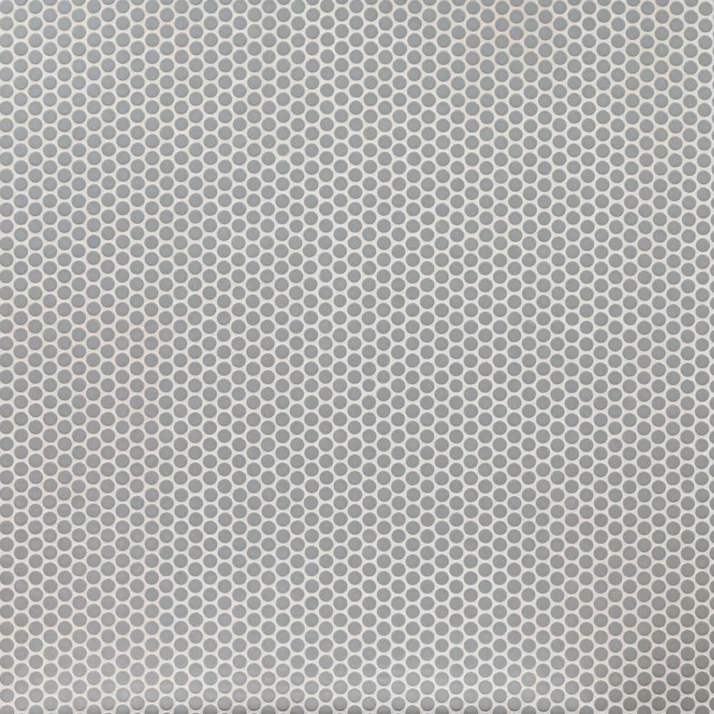 MSI Gray Glossy Penny Round 11.3 in. x 12.2 in. x 6 mm Porcelain Mesh Mounted Mosaic Tile (0.96 sq. ft. / Each) (1)