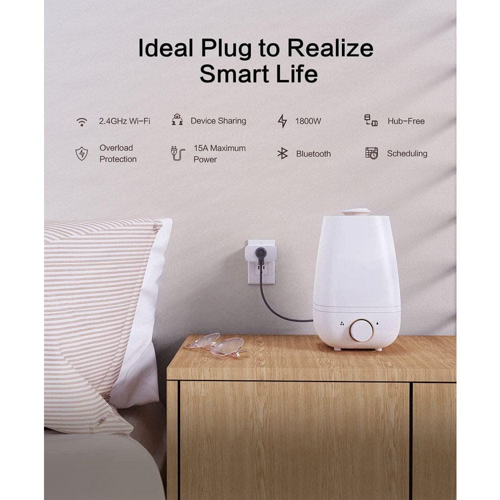 Aoibox 15A 120-Volt WiFi Smart Plug Outlet Timer Programmable Heavy Duty Grounding Connector White 4-Pack (3)