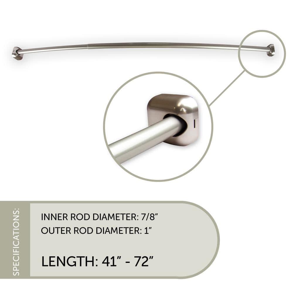Rod Desyne 41-72 in. Curved Shower Curtain Rod with Rust Prevention in Satin Nickel (2)