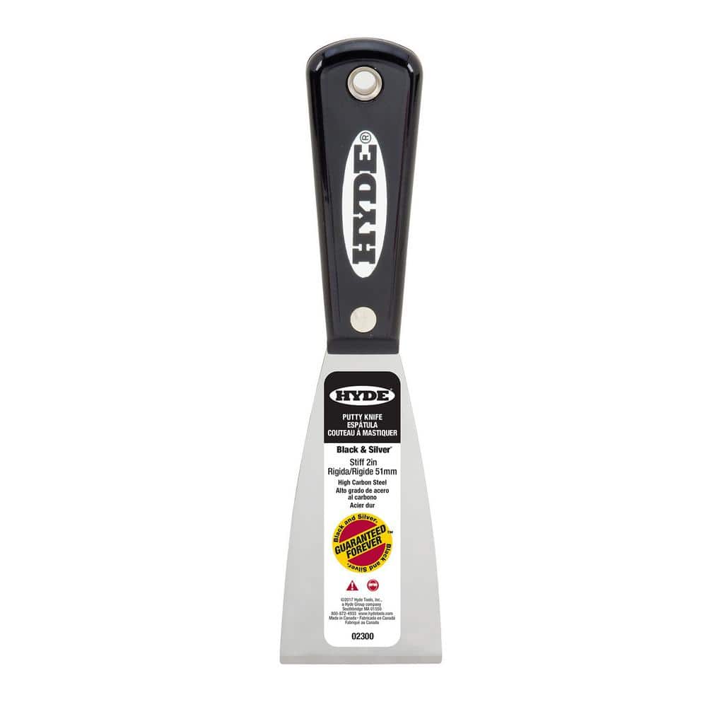 Hyde 2 in. Black and Silver Stiff Putty Knife