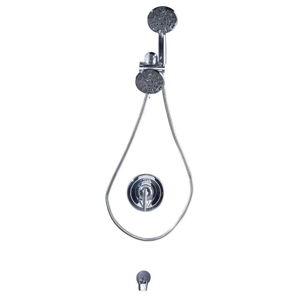 ALEASHA Wall Mount Single Handle 7-Spray Tub and Shower Faucet 1.8 GPM in Chrome (1)