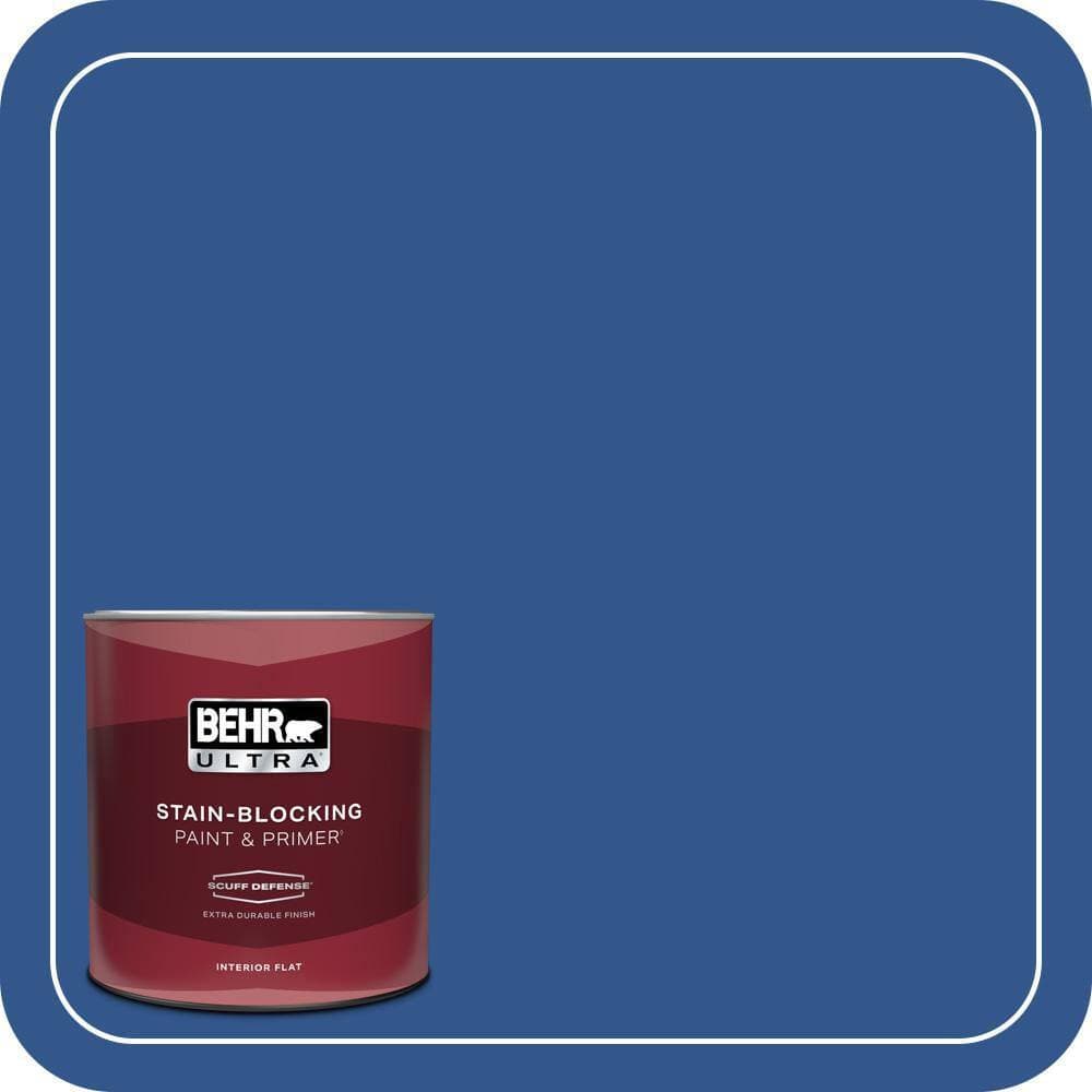 BEHR ULTRA 1 qt. #PPU15-03 Dark Cobalt Blue Extra Durable Flat Interior Paint & Primer (1)