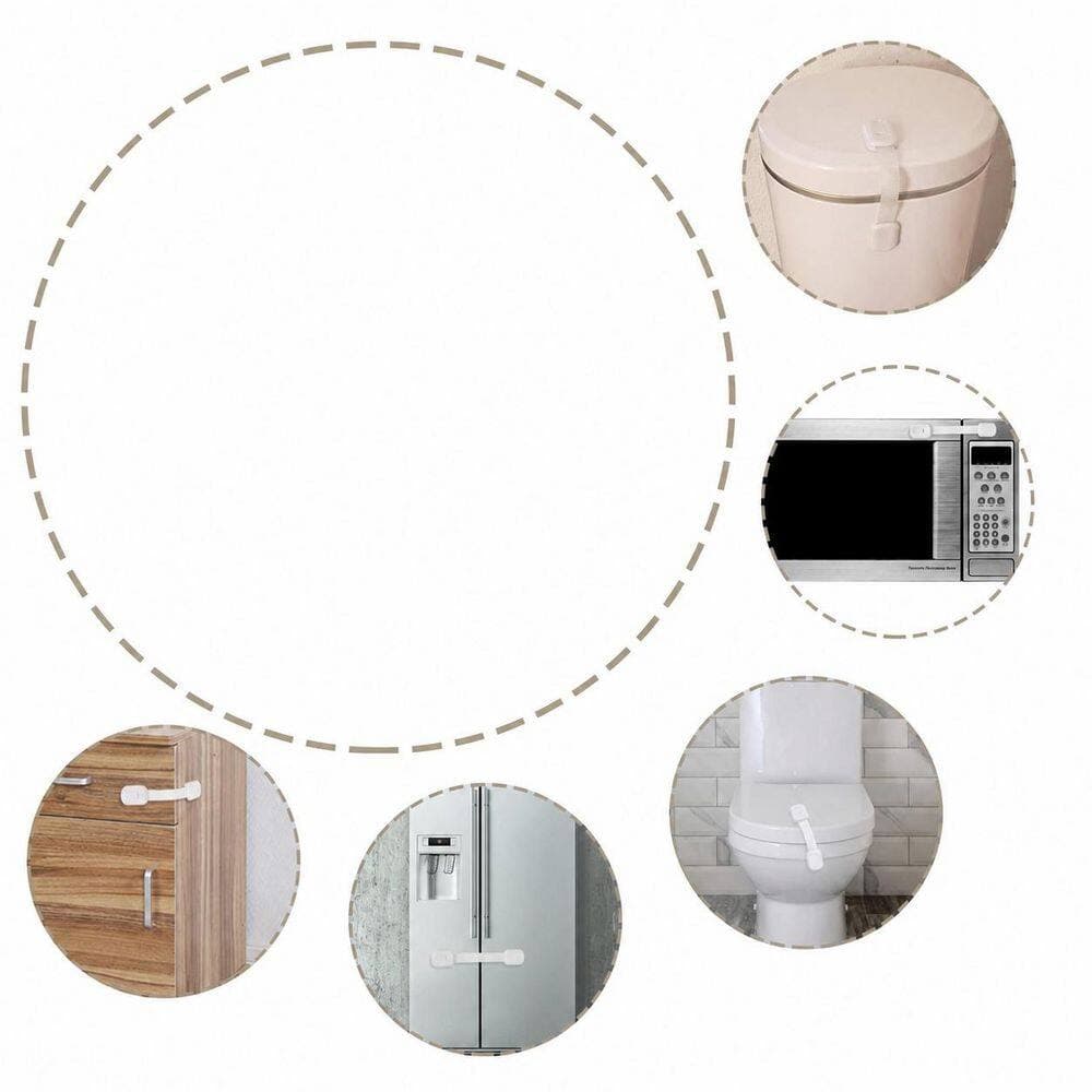 LAIFUCAM White Adjustable Strap Child Safety Cabinet Locks with 3M Adhesive Latch for Drawer Door Fridge Oven Toilet 10 Pack (2)