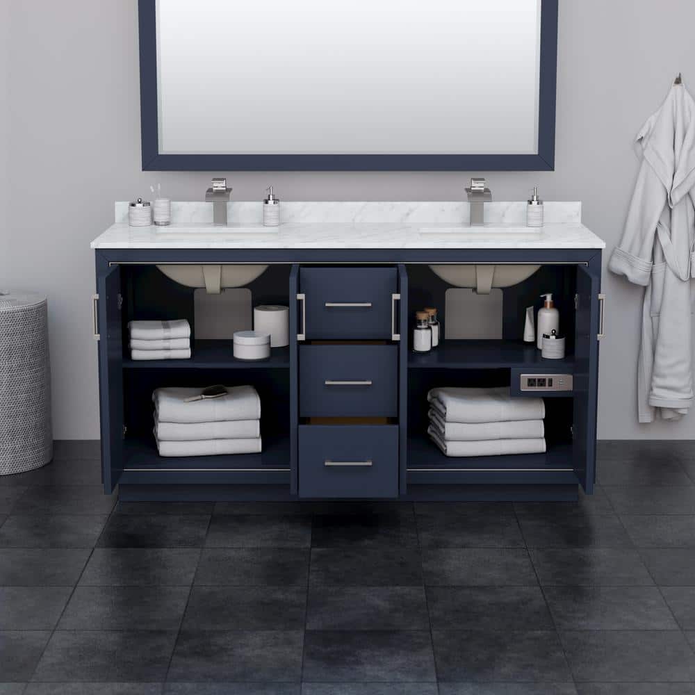 Wyndham Collection Icon 25 in. W 21.75 in. D 34.25 in. H Double Bath Vanity Cabinet without Top Dark Blue (3)