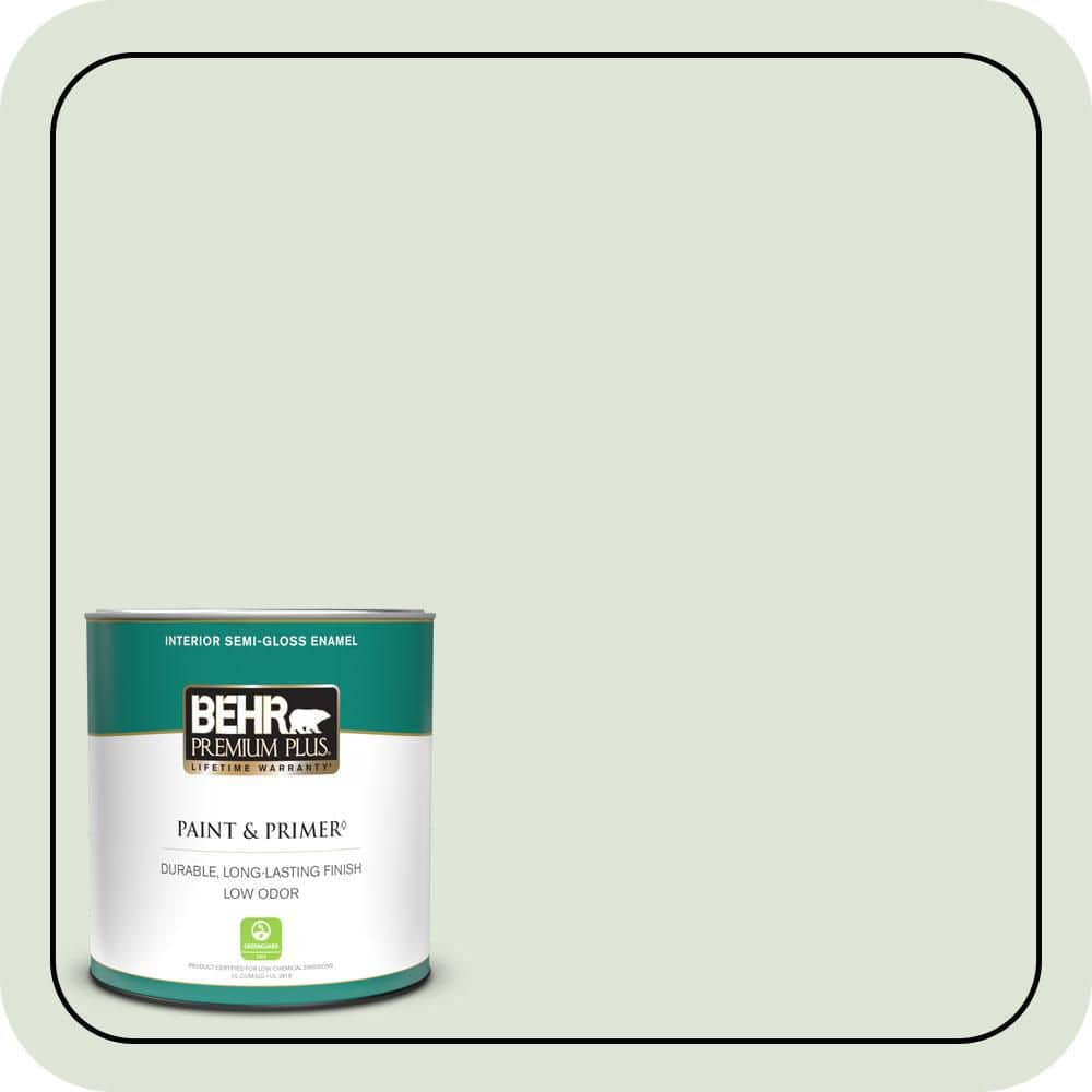 BEHR PREMIUM PLUS 1 qt. #S390-1 Sounds of Nature Semi-Gloss Enamel Low Odor Interior Paint & Primer