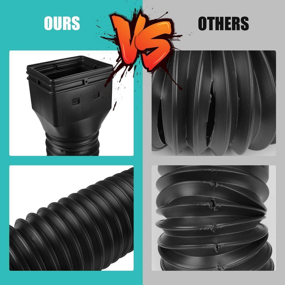 Unbranded 21-58 in. Black Plastic PE Flexible Downspout Extension 2 Pack Extendable Diverter for Residential Drainage System (3)