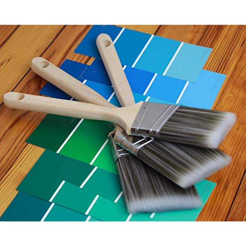 Dyiom Home Wall/Trim Paint Brush Set - Includes 1 Ea of 1" Flat, 1-1/2" Angle, 2" Stubby Angle, 2" Flat & 2-1/2" Angle (3)