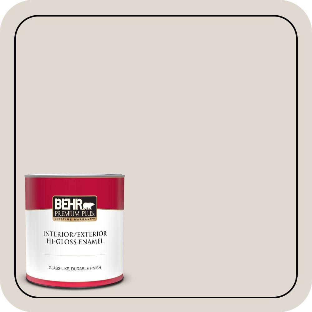 BEHR PREMIUM PLUS 1 qt. #N210-1 Taupe Tease Hi-Gloss Enamel Interior/Exterior Paint & Primer