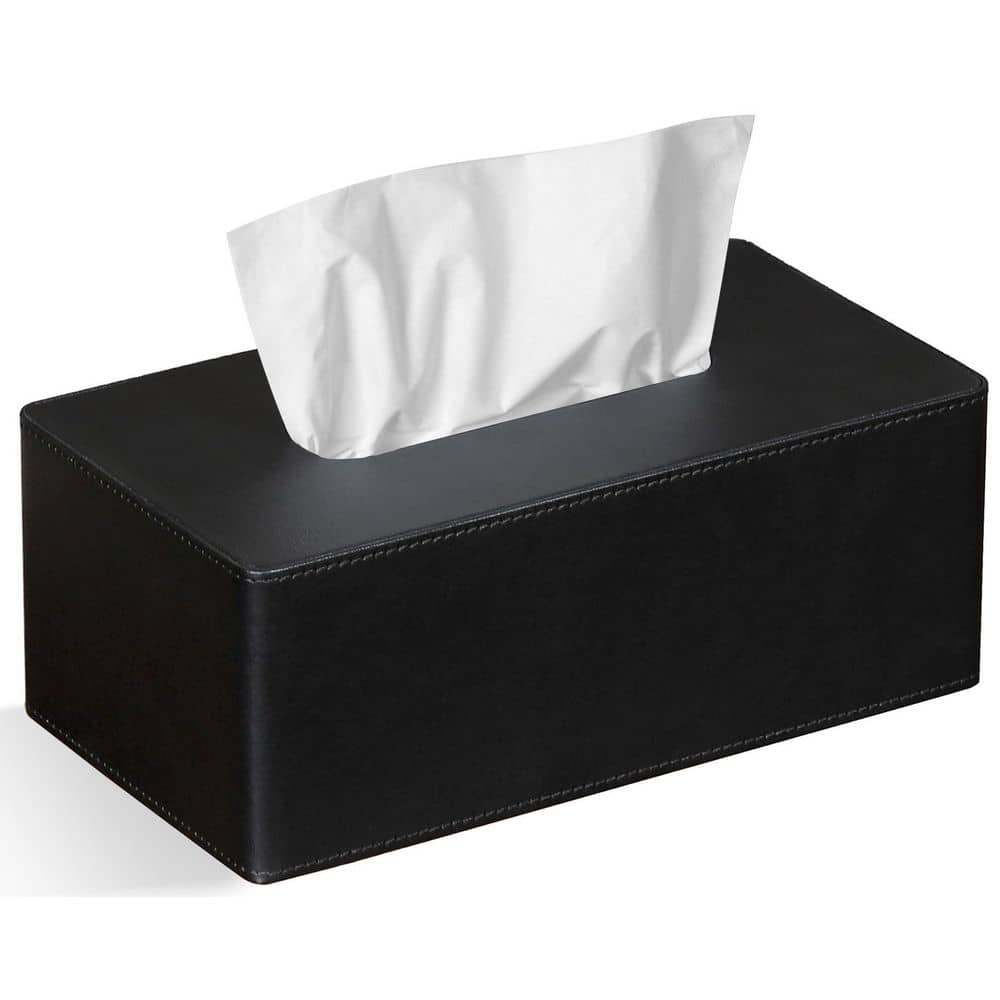 KHKFY Rectangular Tissue Box Cover 9.8 in. L x 5.3 in. W x 4.3 in. H PU Leather Dispenser for Dresser Bath Home