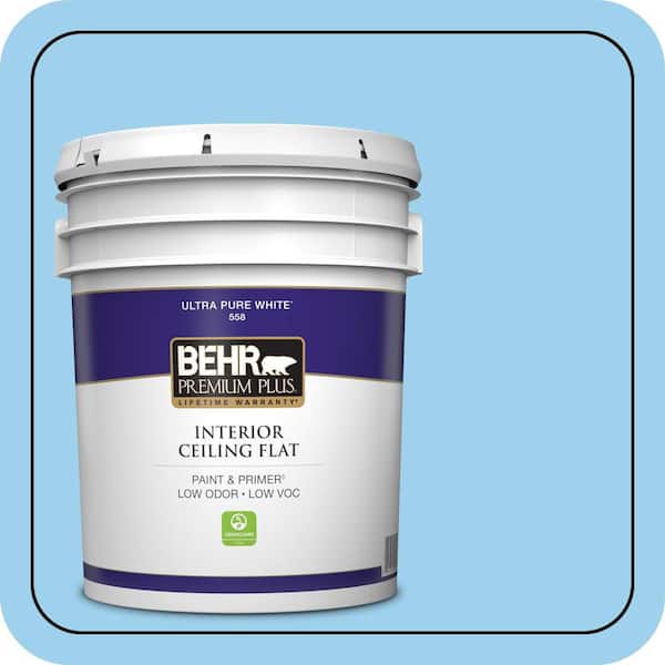 BEHR PREMIUM PLUS 5 gal. #P500-3 Spa Blue Ceiling Flat Interior Paint & Primer (2)