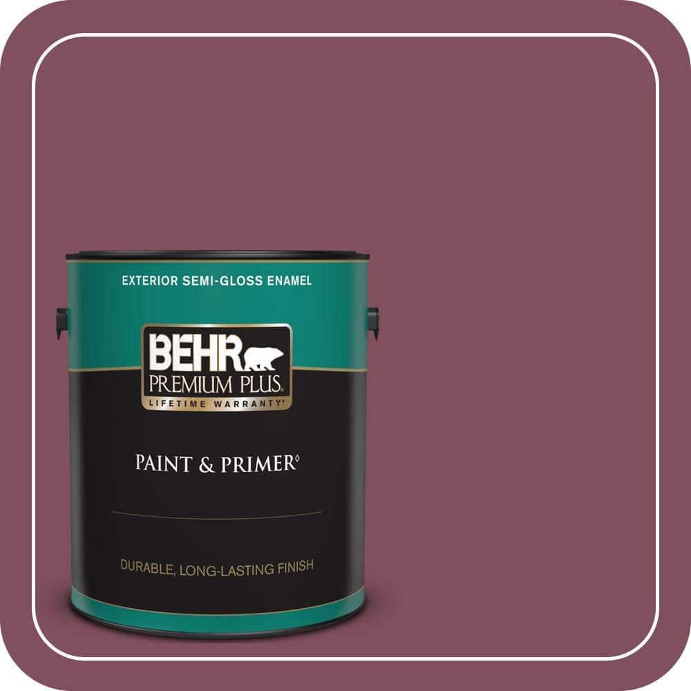 BEHR PREMIUM PLUS 1 gal. #T17-14 Artful Magenta Semi-Gloss Enamel Exterior Paint & Primer
