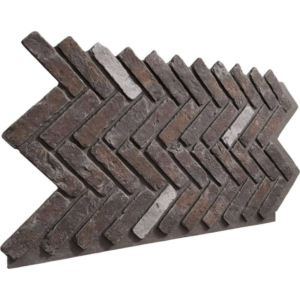 Ekena Millwork EverStone Herringbone Faux Brick Panel, 46 1/2"W x 25 1/4"H x 1"D, French Chateaux Color (3)