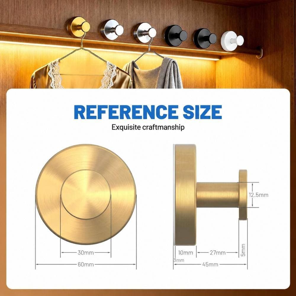 Unbranded 3-Count Heavy Duty Suction Cup Hooks for Towel, Shower, Glass Door, No-Drill Removable Hangers, Gold (3)