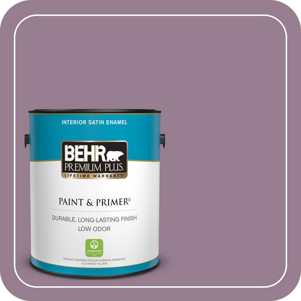 BEHR PREMIUM PLUS 1 gal. #680F-5 Plum Swirl Satin Enamel Low Odor Interior Paint & Primer