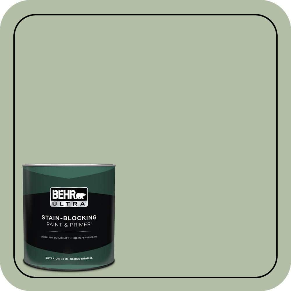 BEHR ULTRA 1 qt. #S390-3 Creamy Spinach Semi-Gloss Enamel Exterior Paint & Primer