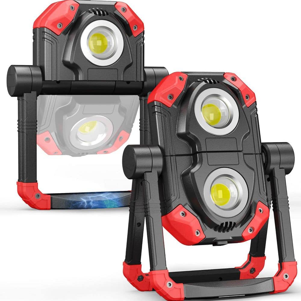 BeamBox Rechargeable LED Work Light, 2500 Lumens LED Portable Flood Work Light with Magnetic Base and Adjustable Stand, 2-Pack (1)