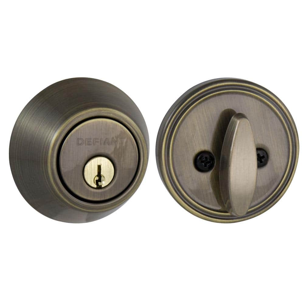 Defiant Antique Brass Single Cylinder Deadbolt