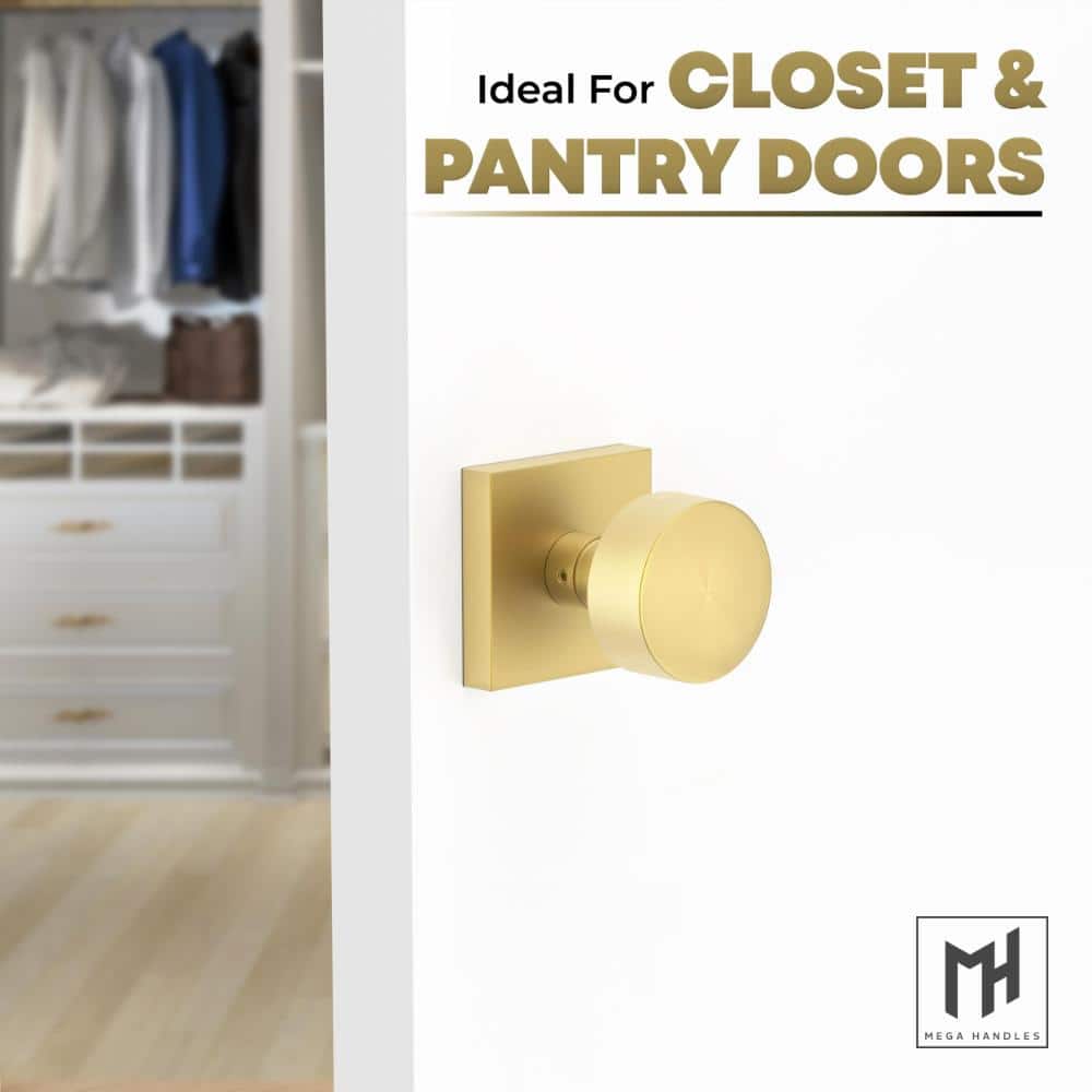 Mega Handles SUANA Dummy Door Knob - 2 Pack, Satin Brass (3)