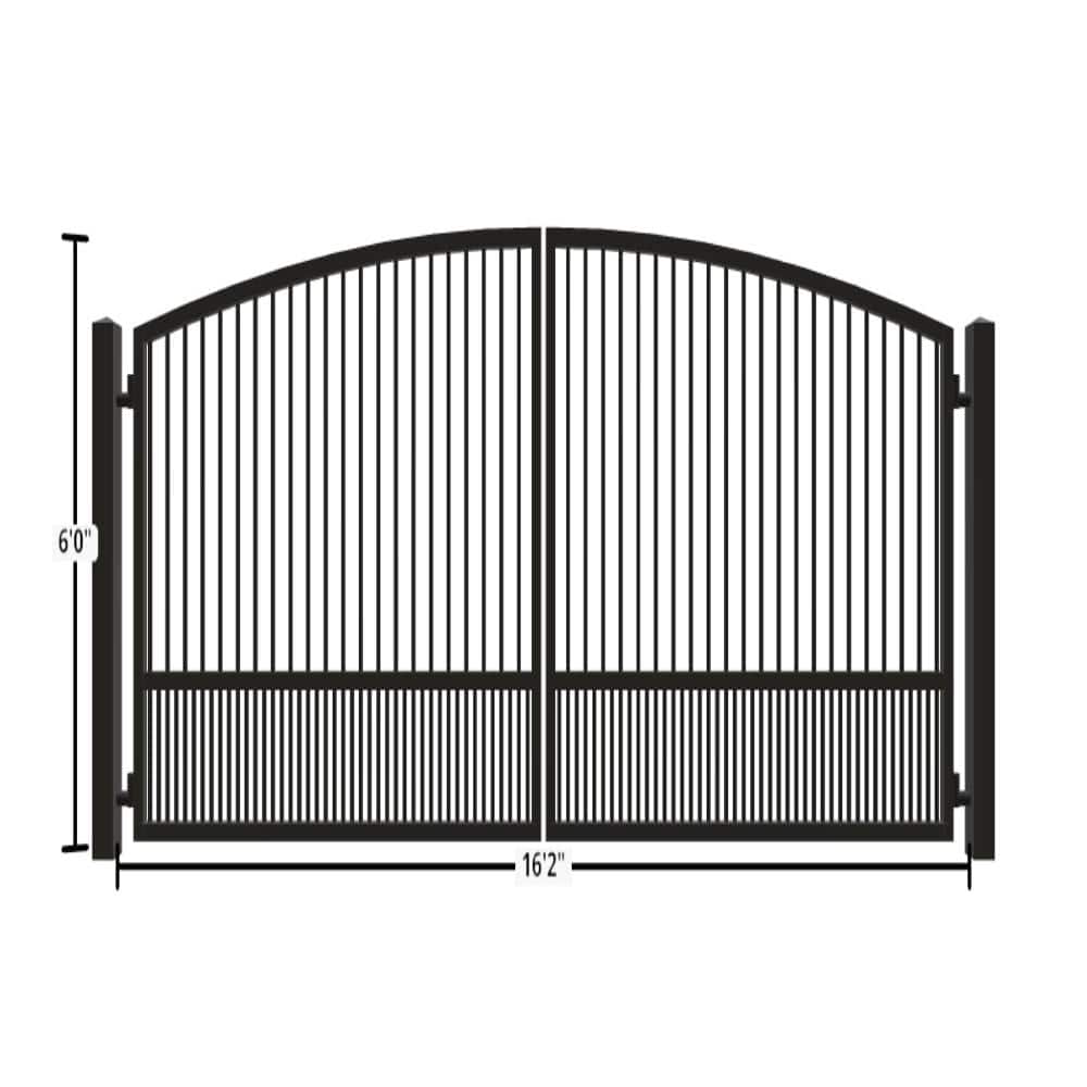 Unbranded Driveway Gate — Swing, Center, Arch, Puppy, Black — 194"W x 72"H (1)
