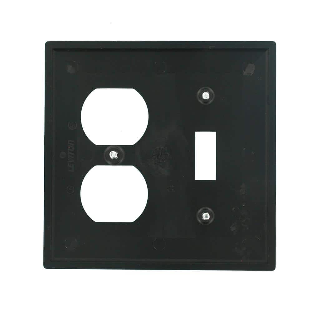 Leviton 2-Gang Black 1-Toggle / 1-Duplex Outlet/Receptacle Nylon Standard Wall Plate (1-Pack) 80705-E (3)