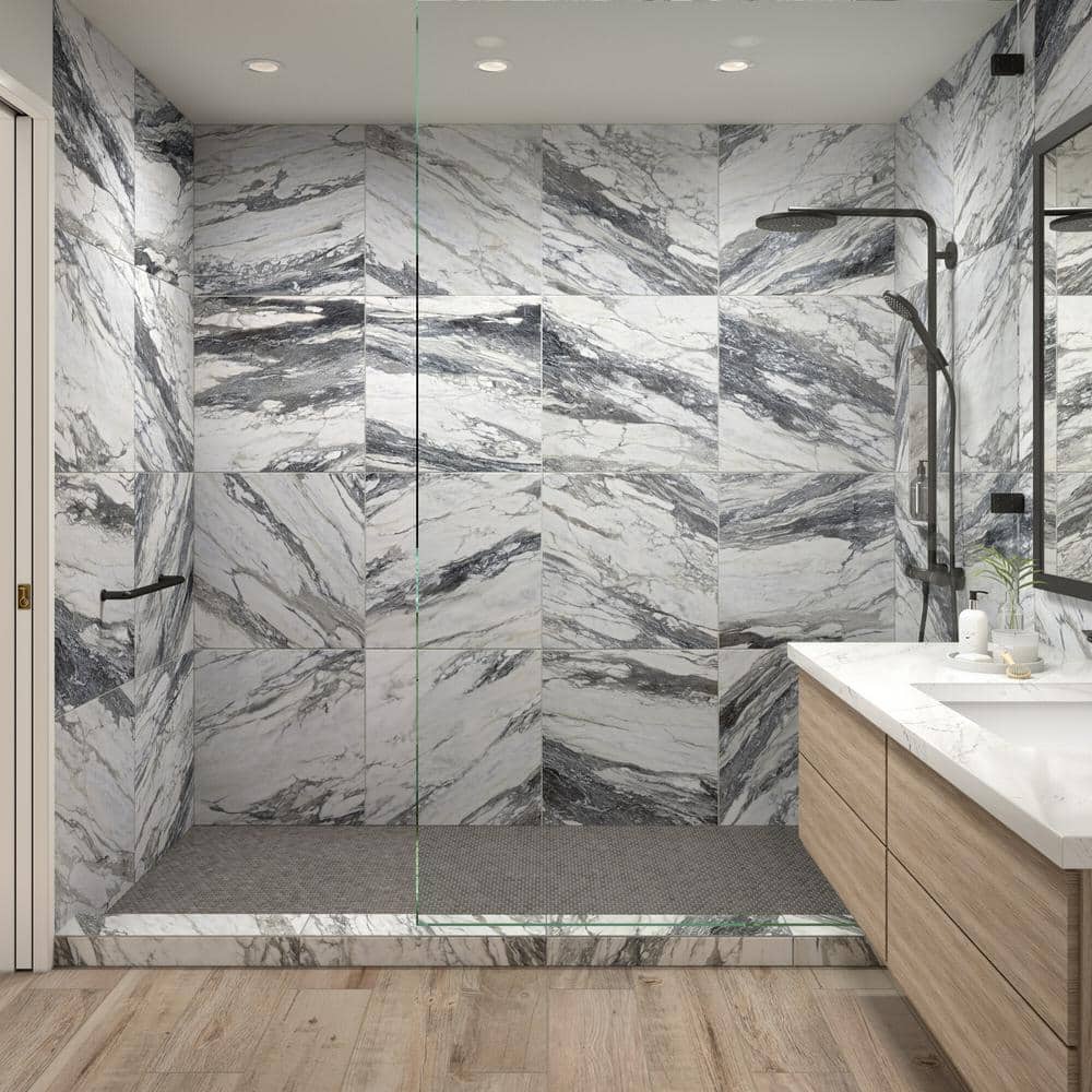 Daltile Lamora Nero Marble 24 in. x 24 in. Matte Porcelain Floor and Wall Tile (3.94 sq. ft./each) (3)