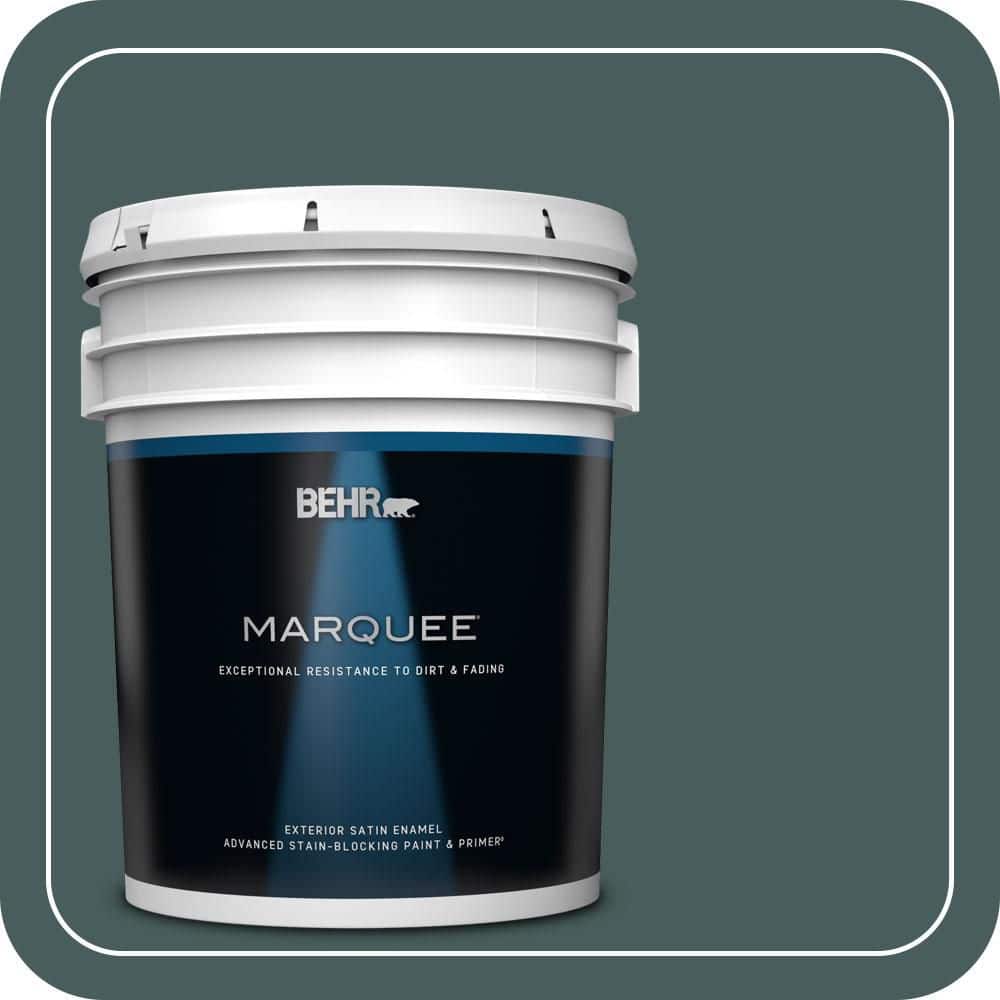 BEHR MARQUEE 5 gal. #490F-7 Jungle Green Satin Enamel Exterior Paint & Primer