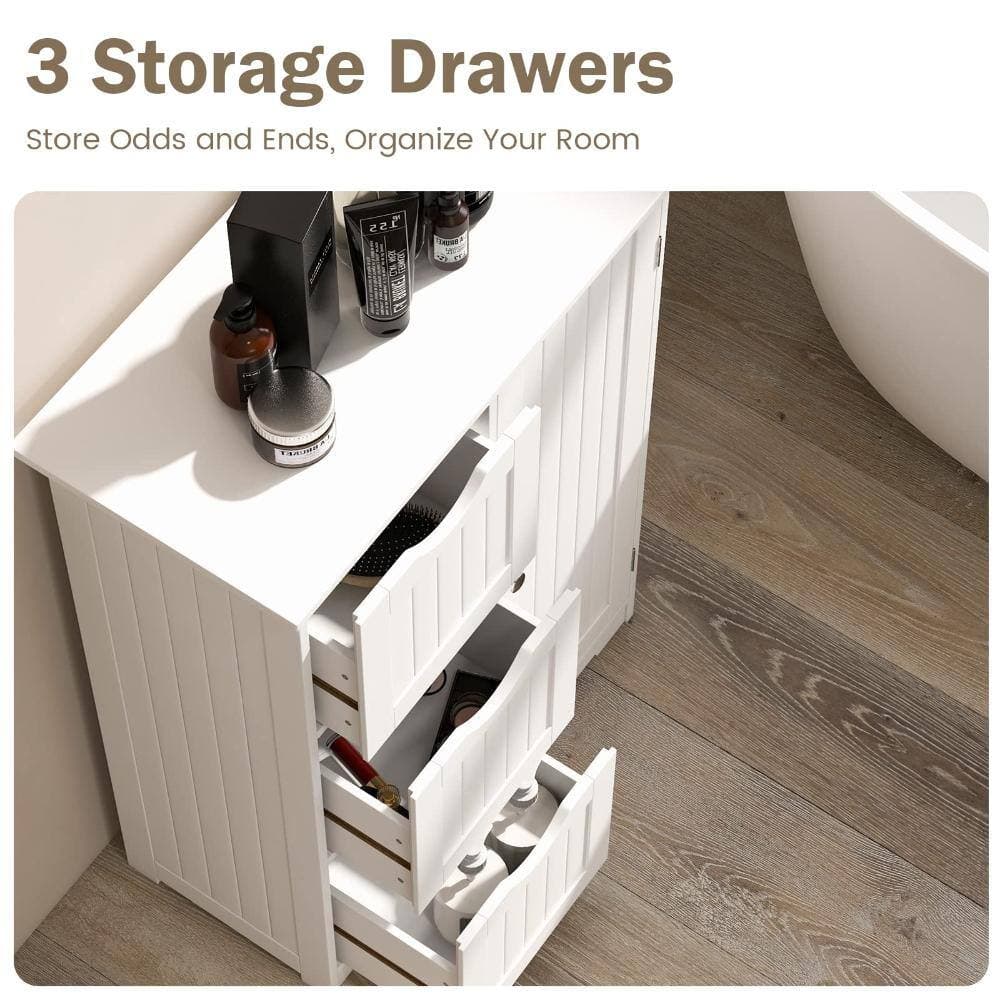 Volenca Bathroom Floor Storage Cabinet with 3 Drawers and 1 Cupboard (3)