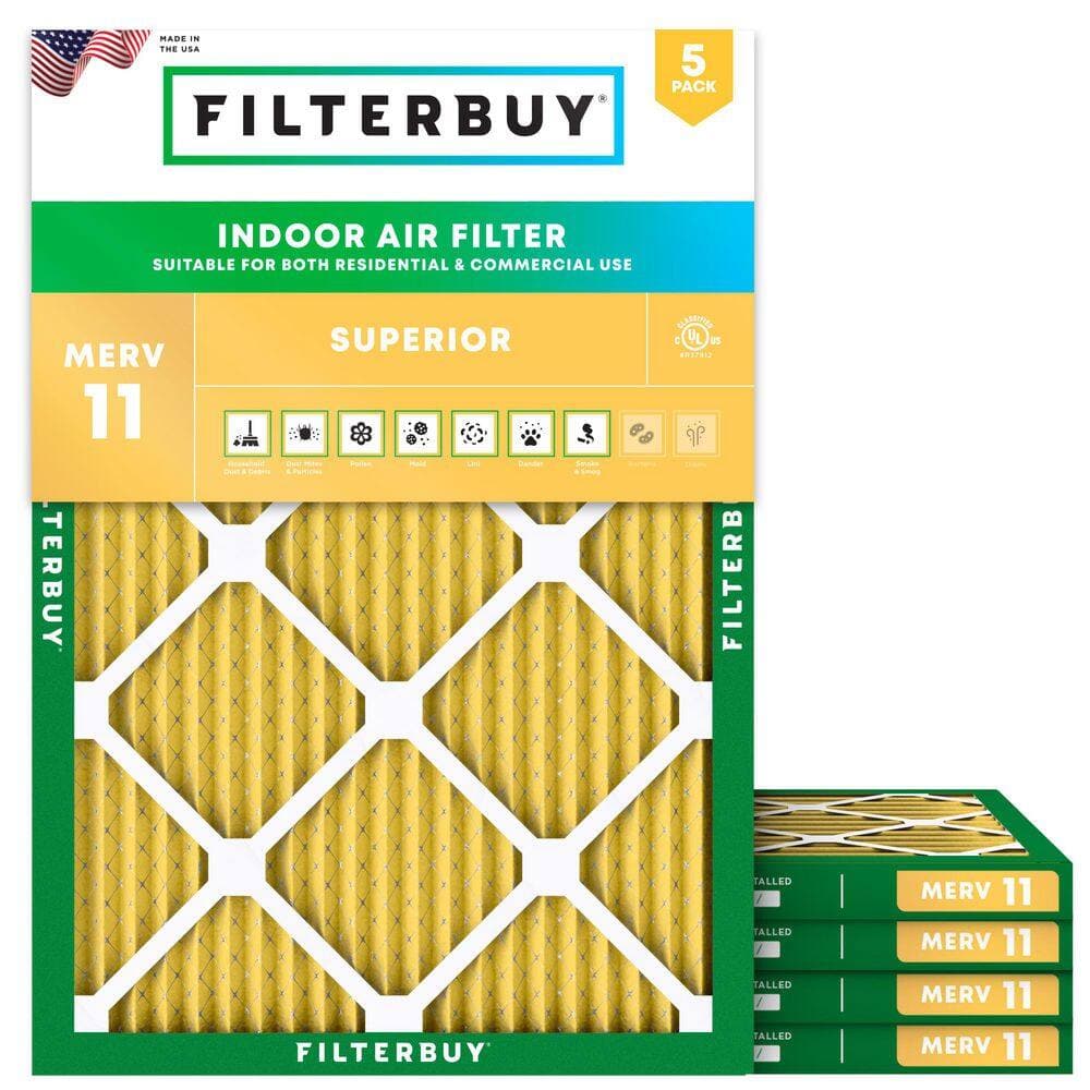 Filterbuy 19 in. x 21.5 in. x 1 in. MERV 11 (FPR 7) Allergen Defense Pleated HVAC AC Furnace Air Filters Replacement (5-Pack) (1)