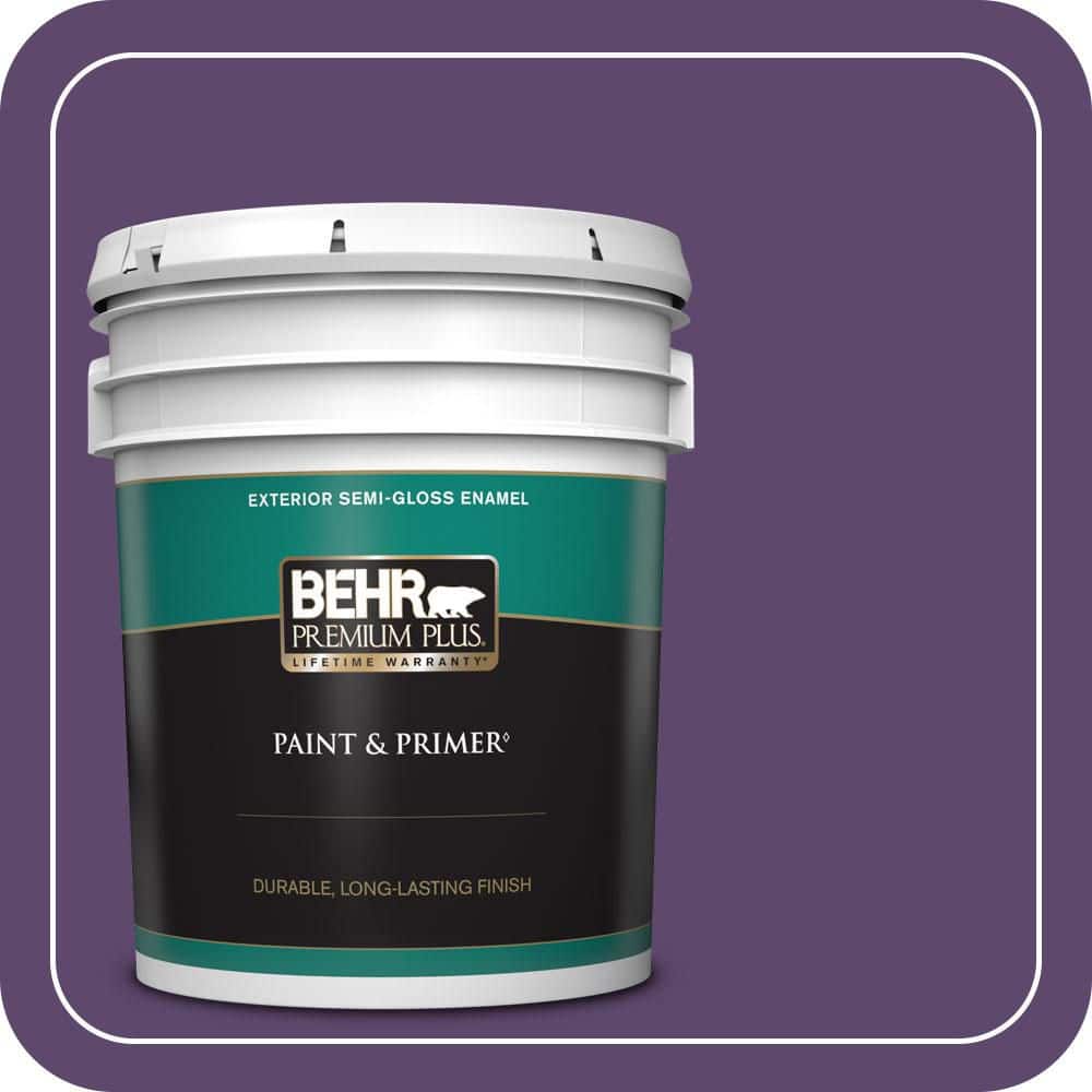 BEHR PREMIUM PLUS 5 gal. #S-G-660 Wild Grapes Semi-Gloss Enamel Exterior Paint & Primer