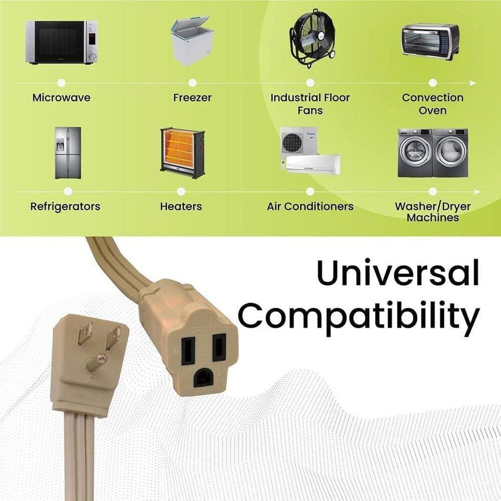 GoGreen Power (G-25620-4) 20 ft. 14/3 Indoor Appliance Extension Cord, Beige, 4 PACK (3)