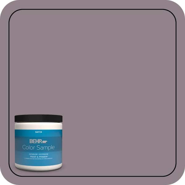 BEHR PREMIUM PLUS 8 oz. #N110-4 Gothic Purple Satin Enamel Interior/Exterior Paint & Primer Color Sample (2)