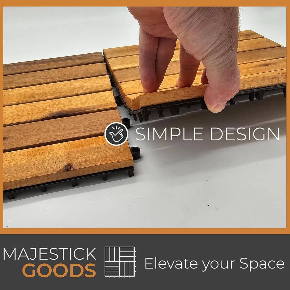 Afoxsos 1 ft. x 1 ft. Interlocking Acacia Hardwood Deck Tiles Snap Together Wood Flooring for Outdoor Patio in Brown-(8-Pack) (3)